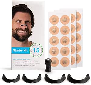 Anti-snoring Nose Clip Nasal Breathing Dilators Starter Kits Magnetic Nose Strips Increase Sports Air Intake Improve Sleeping (Black, 15 Count)
