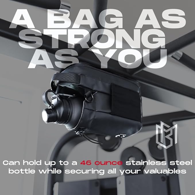 Magnetic Water Bottle Holder Gym Water Bottle Carrier Bag with Phone Pocket Water Bottle Pouch Sleeve with Silicone Towel Buckle and Sling for Men Women Gym Accessories Organizer