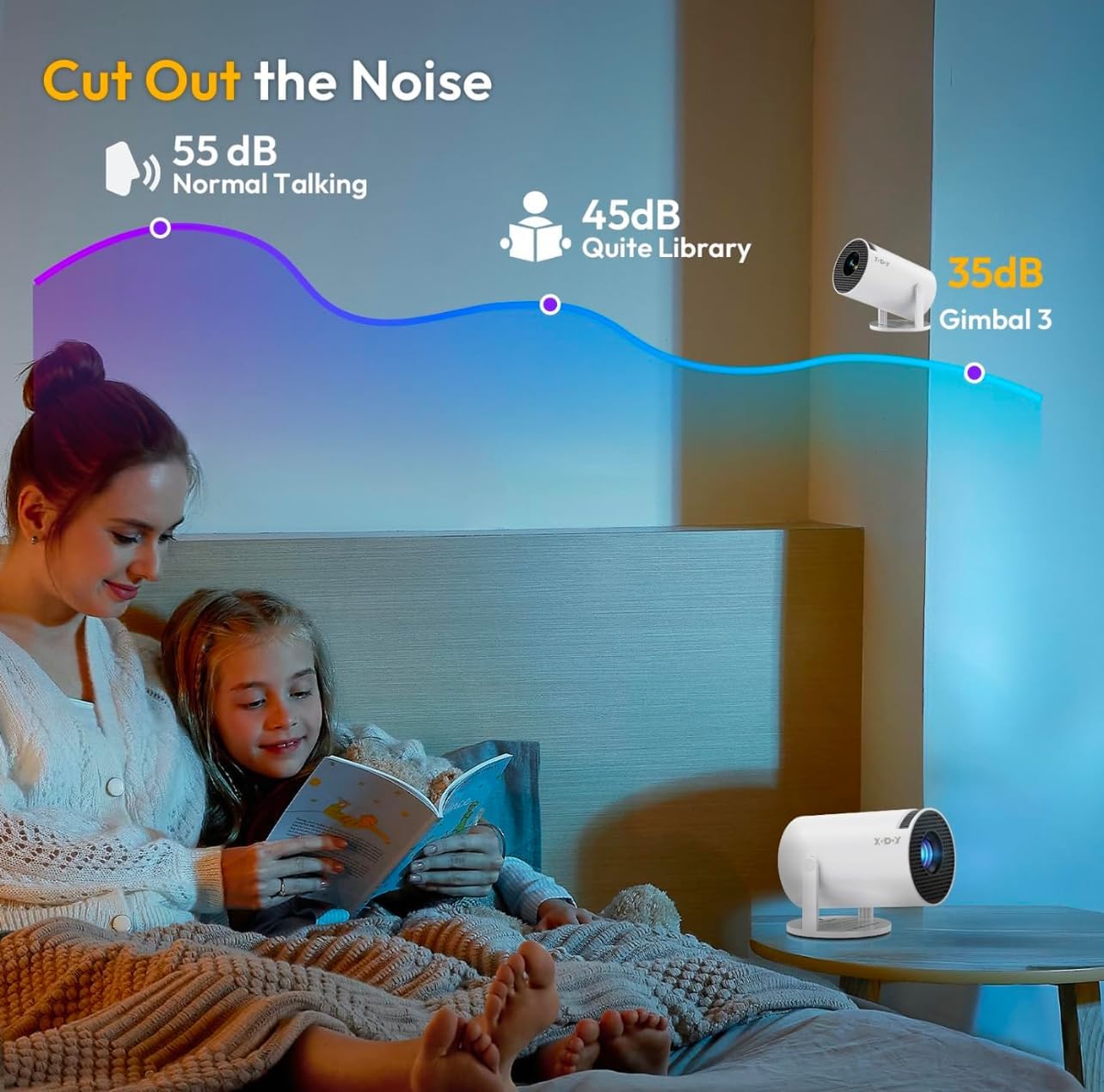 Smartbarry™ Mini Projector: 4K/1080p, WiFi & Bluetooth, Android OS, 210° Rotatable Stand, 8000+ Apps, Dust-Removal & Heat-Dissipation System.