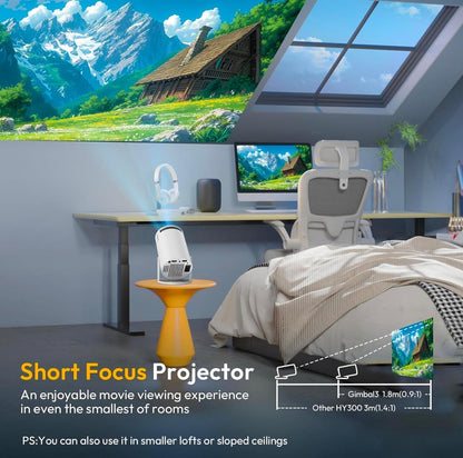 Smartbarry™ Mini Projector: 4K/1080p, WiFi & Bluetooth, Android OS, 210° Rotatable Stand, 8000+ Apps, Dust-Removal & Heat-Dissipation System.