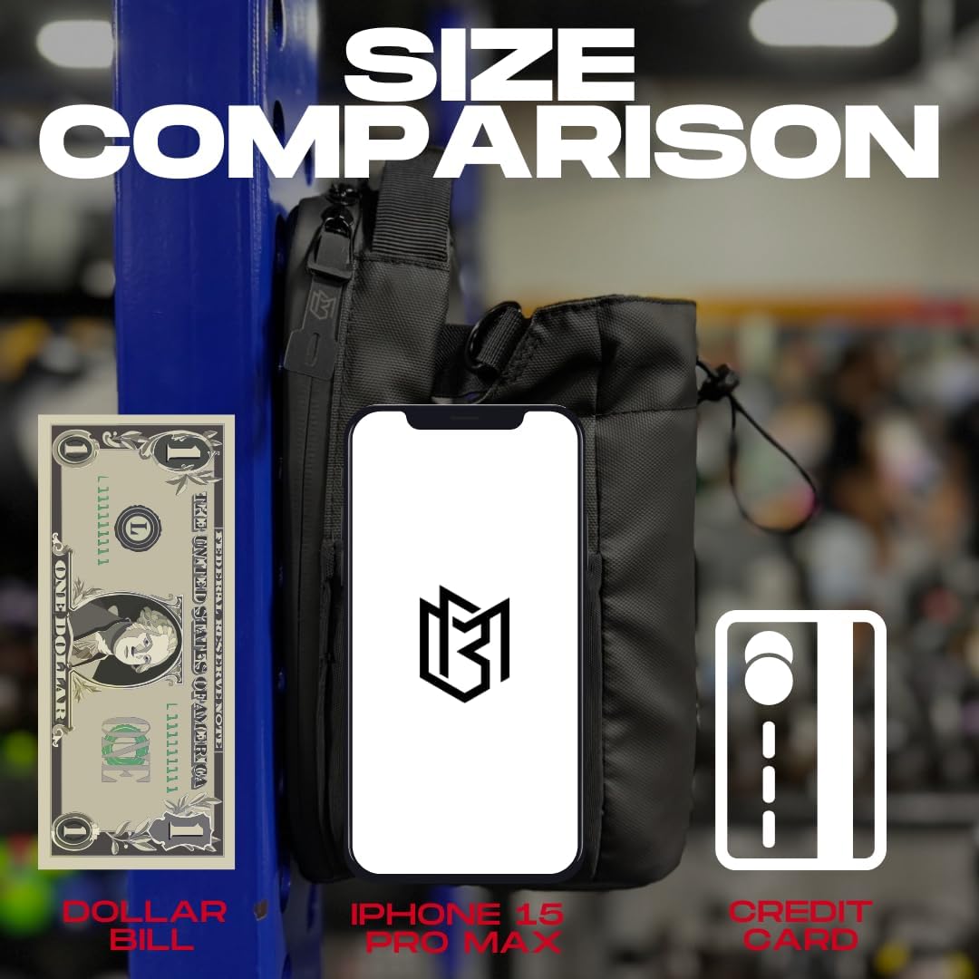 Magnetic Water Bottle Holder Gym Water Bottle Carrier Bag with Phone Pocket Water Bottle Pouch Sleeve with Silicone Towel Buckle and Sling for Men Women Gym Accessories Organizer