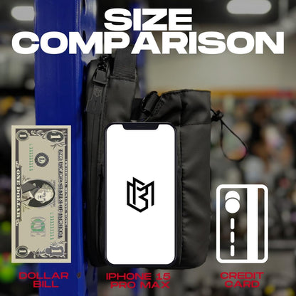 Magnetic Water Bottle Holder Gym Water Bottle Carrier Bag with Phone Pocket Water Bottle Pouch Sleeve with Silicone Towel Buckle and Sling for Men Women Gym Accessories Organizer